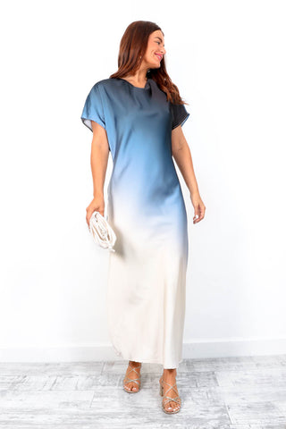 See You At Sunset - Blue Cream Ombre Midi Dress