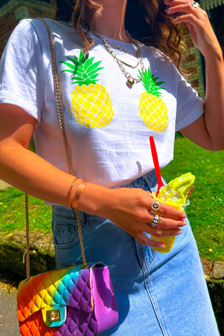 Shake Your Pineapples - White Pineapple Graphic T-Shirt