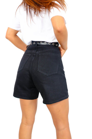 She's A Diamante - Black High Waisted Diamante Denim Shorts