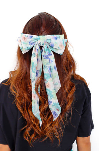 She's Bow-tiful - Blue Floral Hair Bow