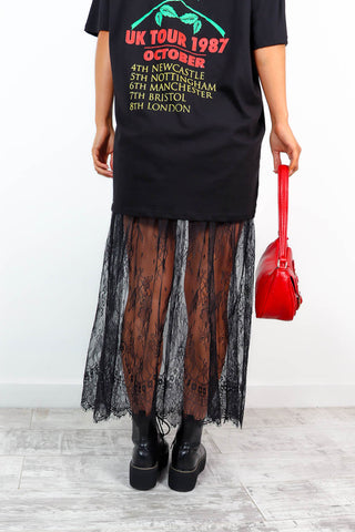 Sheer Enough - Sheer Lace Midi Skirt