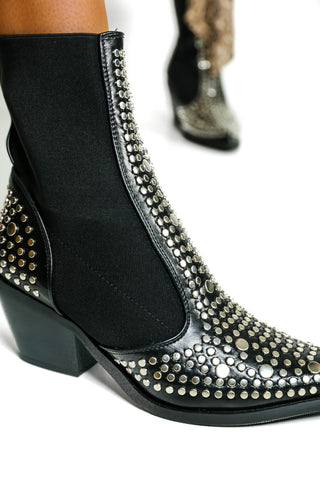 Show Down - Black Silver Studded Boots