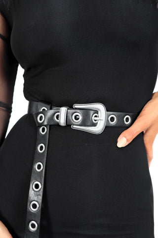 Simply The Greatest - Black Silver Western Buckle Belt