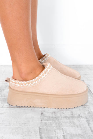 Slip Up - Sand Faux Suede Slippers