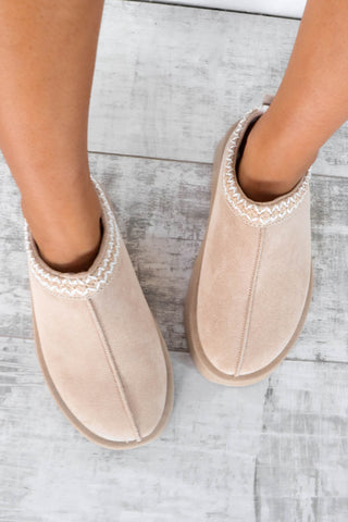 Slip Up - Sand Faux Suede Slippers