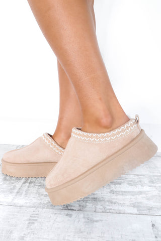 Slip Up - Sand Faux Suede Slippers