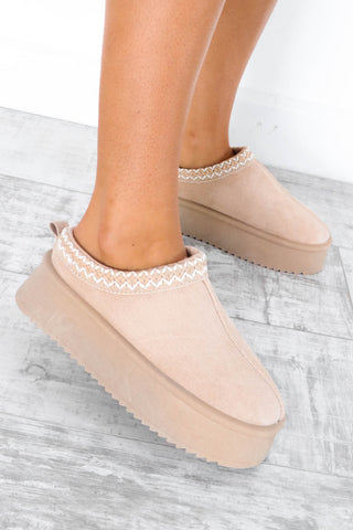 Slip Up - Sand Faux Suede Slippers