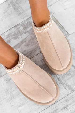 Slip Up - Sand Faux Suede Slippers