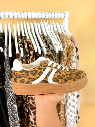 Solely For You - Beige Leopard Platform Trainers