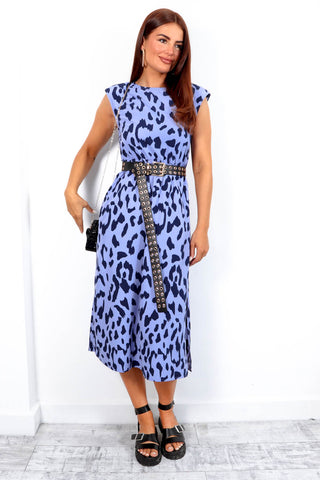 Spot My Baby - Blue Leopard Print Midi Dress