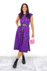 Spot My Baby - Purple Leopard Print Midi Dress