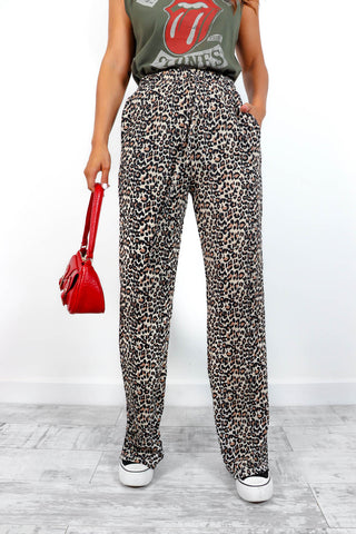 Staying Wild - Beige Leopard Print Trousers