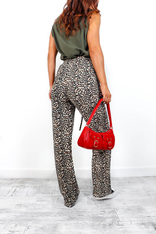 Staying Wild - Beige Leopard Print Trousers