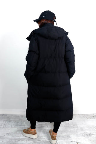 Take Cover - Black Padded Pocket Puffer Coat
