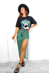 Take Split Easy - Green Leopard Print Midi Skirt Success