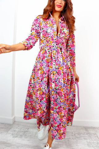 The Girl is Wild - Pink Multi Floral Print Maxi Dress