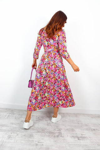 The Girl is Wild - Pink Multi Floral Print Maxi Dress
