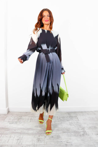 The Pleat Is On - Black Ombre Pleated Jumpsuit