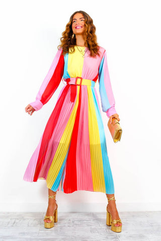 The Pleat Is On - Candy Stripe Pleated Jumpsuit