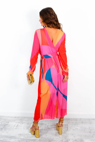 The Pleat Is On - Pink Red Multi Pleated Jumpsuit