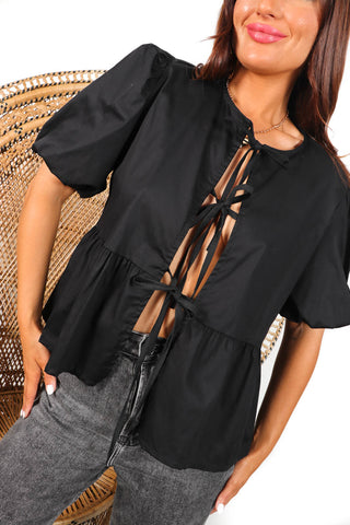 Ties The Limit - Black Tied Top