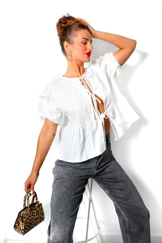 Ties The Limit - White Tied Top