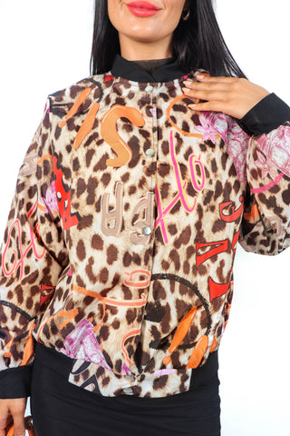 Time Bomb - Graffiti Leopard Lightweight Shell Bomber Jacket