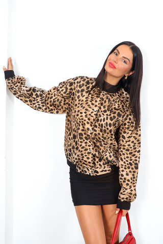 Time Bomb - Leopard Print Lightweight Shell Bomber Jacket