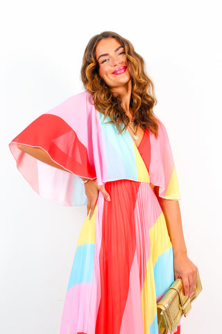 Timeless - Candy Stripe Pleated Midi Dress