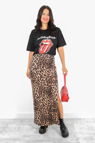 To The Maxi - Beige Leopard Mesh Maxi Skirt