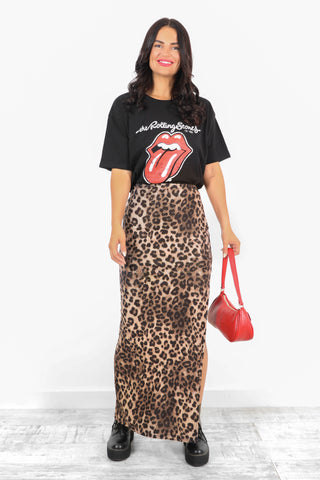 To The Maxi - Beige Leopard Mesh Maxi Skirt