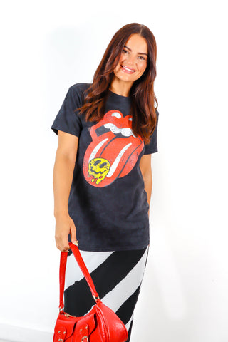 Tongue Twister - Acid Wash Mouth Print T-Shirt