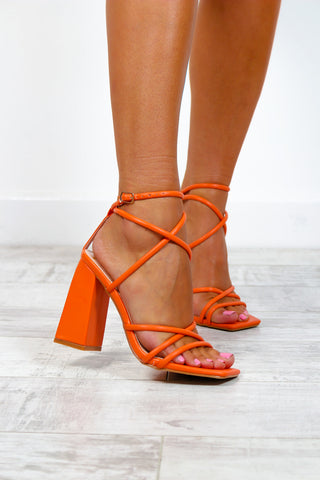 Twisted Love - Peach Orange Lace Up Heels