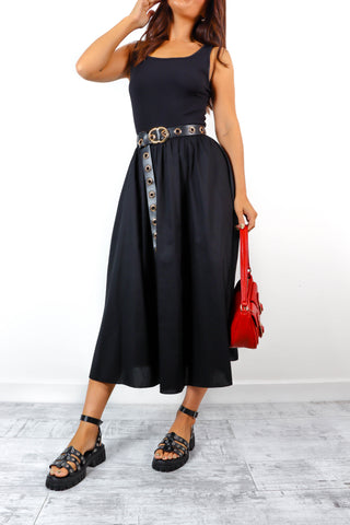 Vest Wishes - Black Ribbed Vest Maxi Dress