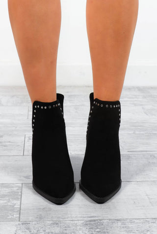 Walk On By - Black Cowboy Ankle Boots