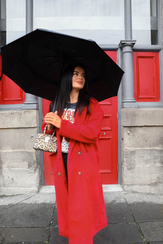 Wear Me Out - Red Oversized Long Duster Coat