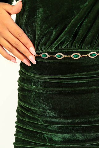 What A Diamond - Forest Diamante Oval Chain Belt