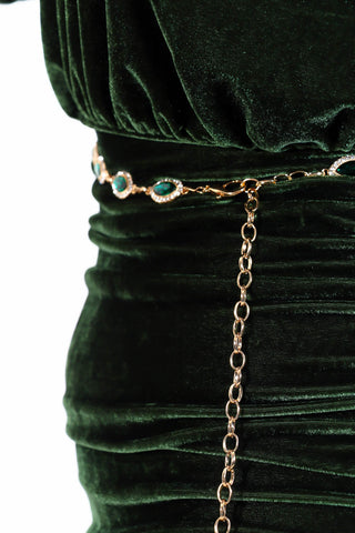 What A Diamond - Forest Diamante Oval Chain Belt