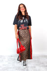 Wild About It - Beige Red Leopard Stripe