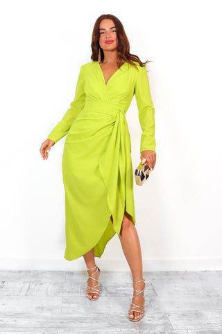 Wrap Me In Your Love - Lime Midi Wrap Dress