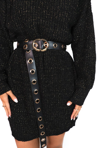 Punk Vibes - Black Gold Eyelet Belt