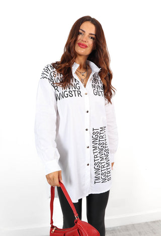 Love Letter To You - White Graphic Print Shirt