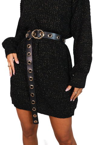 Punk Vibes - Black Gold Eyelet Belt