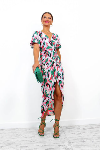 Adore Me - Pink Multi Abstract Midi Dress