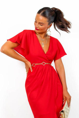 Adore Me - Red Midi Dress