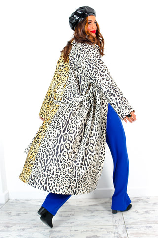 All About The Spice - Spliced Leopard Print Trench Coat