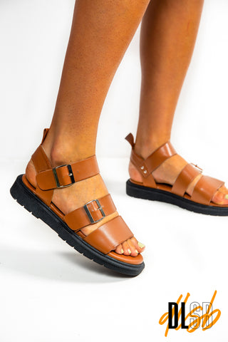 All Buckled In - Camel Sandals
