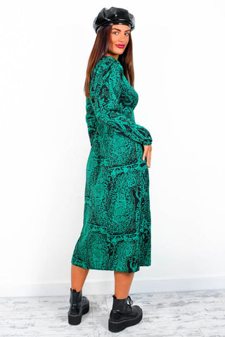 All For You - Forest Black Paisley Midi Dress