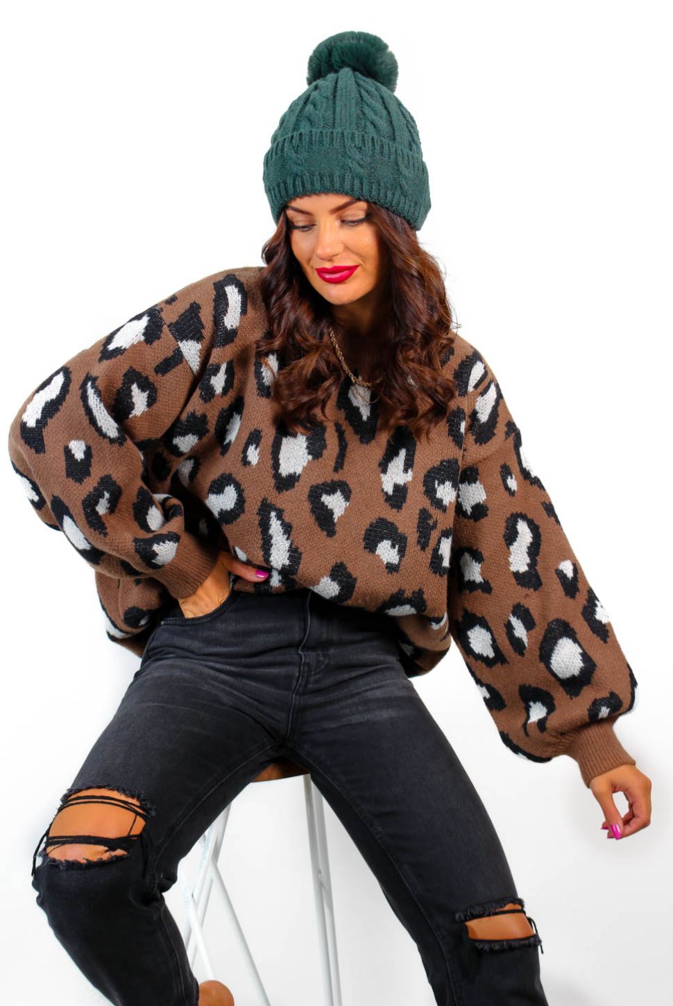 Leopard print knit on sale jumper