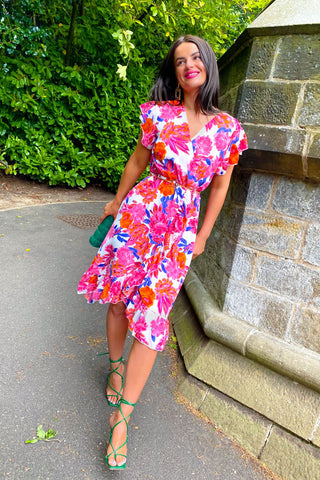 Be My Lover - Pink Multi Floral Midi Dress